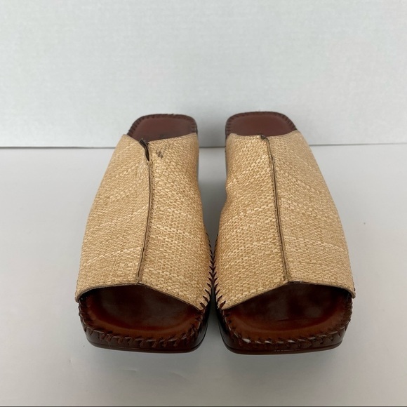 Naturalizer Comfort Tan / Cream Slide on Open Toe Wedge Sandal Size 8.5 - Picture 2 of 14